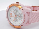 Michael Kors 44mm Ryder Pink Silicone & Rose Gold Tone Stainless Steel Quartz Watch 62.2 Grams Eb0726wrsa