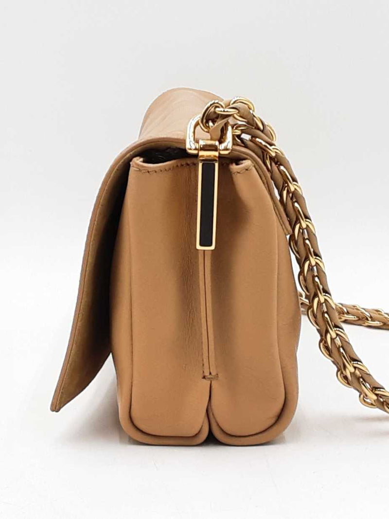 Fendi Pequin Claudia Shoulder Bag In Embossed Tan Leather Fw0925lordu