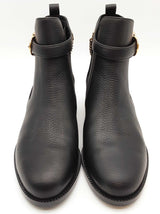 Salvatore Ferragamo Ardisie Chain Black Leather Ankle Boots Size 7.5 Do0925lrxde