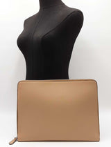 Fendi Essentials & Document Pouch In Dark Honey Vitello King Leather Fw00626crdu