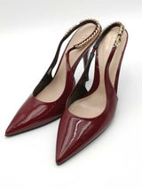 Gucci Signoria Burgundy Patent Leather Slingback Pumps Size 40 Eb0926oxzsa