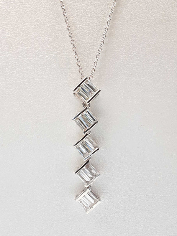 1.17 Cttw Diamonds 0.925 Silver 3.8g Drop Pendant Chain 19 In Do0525erde