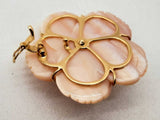 10k Yellow Gold 7.3g Plumeria Mother Of Pearl Clasp Pendant Do1224lexde