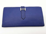 Hermes Bearn Gusset Bleu Electrique Blue Epsom Wallet Do0926czxde