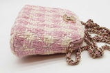 Chanel Mini Pink & White Tweed Quilted Clutch With Chain Eb0926oxxzde