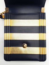Chanel Paris- New York North South Boy Flap Blue Gold Crossbody Bag Do0925lcxzde
