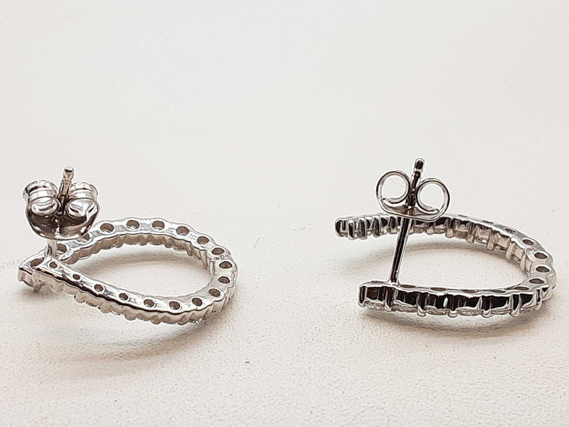 1.50 Cttw Lab Grown Diamonds 0.925 Silver 3.0g Curved Hoop Earrings Do0525lcrde