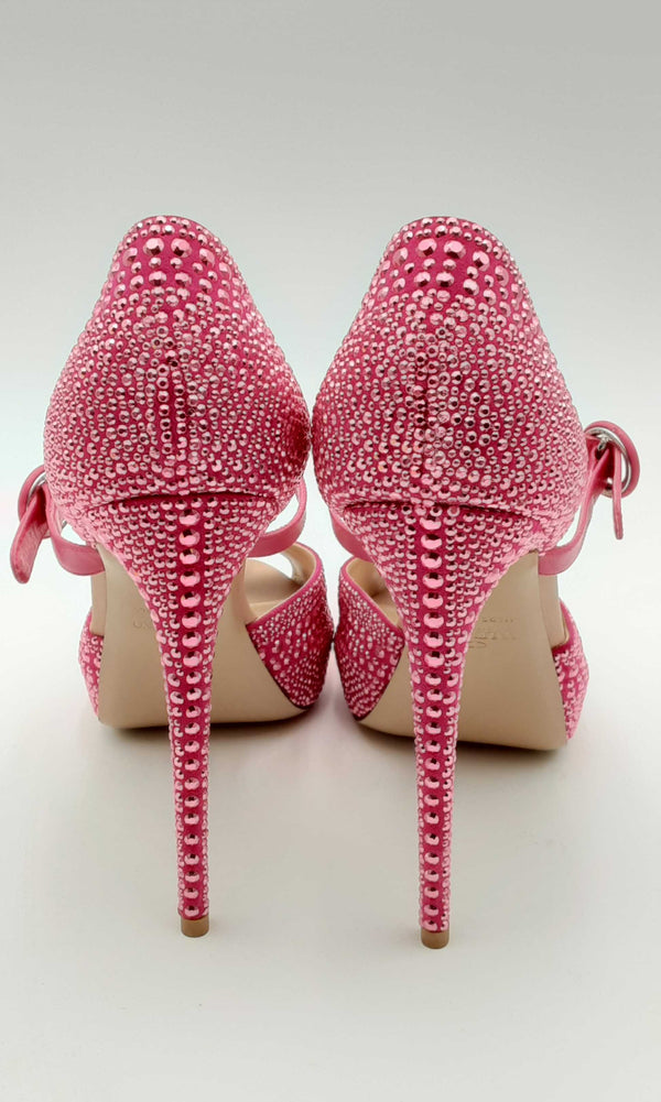 Valentino Garavani Pink Crystal Encrusted High Heels Size 40 Eebcrsa144010035682