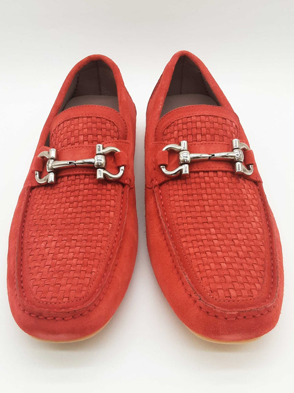 Salvatore Ferragamo Parigi Flame Red Suede Loafers Size Us 8.5e Do0625lxzde