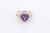 Heart Shaped Purple Gemstone & Diamond Ring 14k Yellow Gold 4.6g Sz 6 Eb426wxzsa
