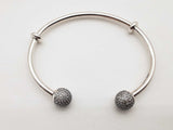 Pandora Moments Open Pave Clear Stone Caps Bangle Bracelet 6.5 In Do0826rde