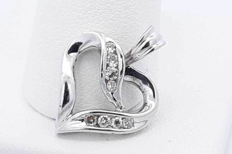 Diamond Heart Pendant In 10k White Gold 1.5 Grams Eb1024rxsa