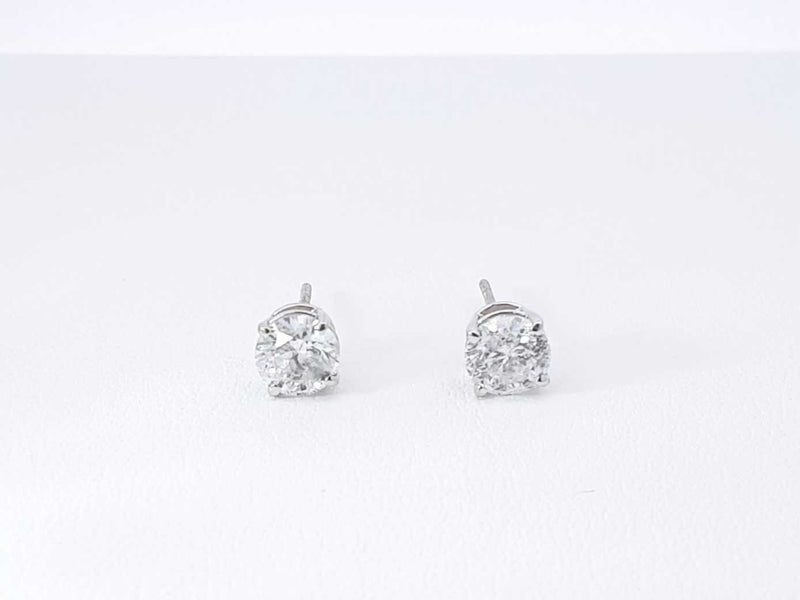 1.0 Cttw Diamond & 14k White Gold Stud Screwback Earrings 1 Gram Fw0725wxzdu