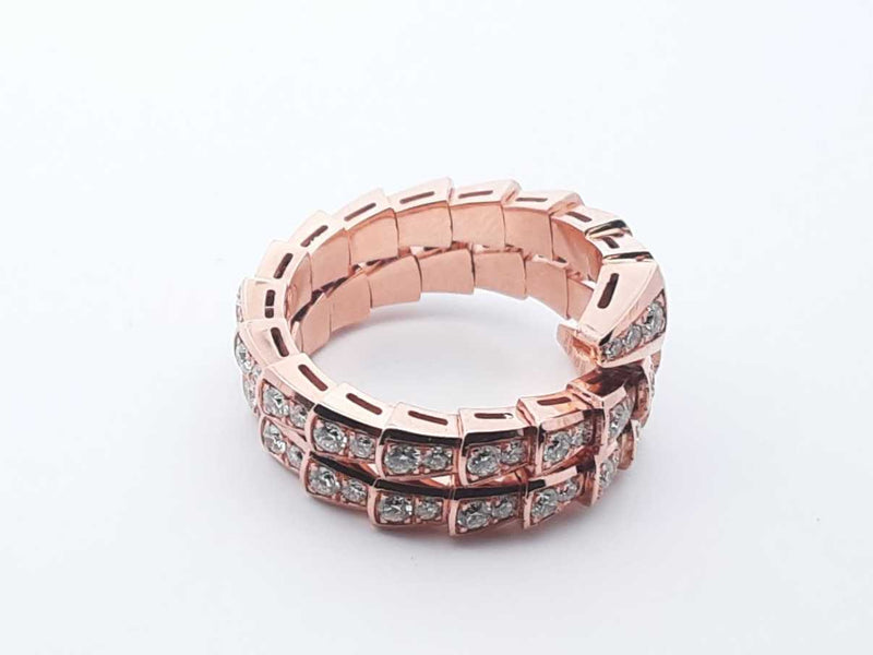 Bvlgari 18k Rose Gold Diamond Pave Viper Ring Size 7 1.65cttw 10.6g Lh0724sxzxde