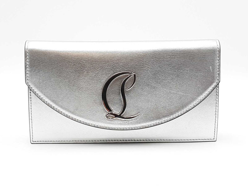 Christian Louboutin Silver Metallic Loubi54 Clutch Crossbody Bag Eb0125wrxdu