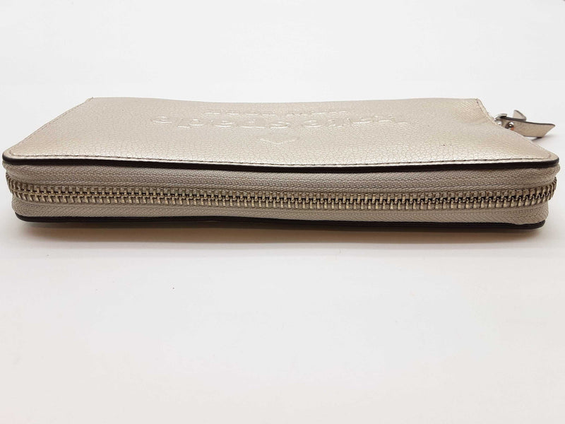Kate Spade Larchmont Avenue Logo Metallic Silver Leather Wallet Do0425orde