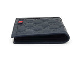 Gucci Guccissima Web Bifold Wallet In Embossed Navy Blue Leather Fw1225crdu