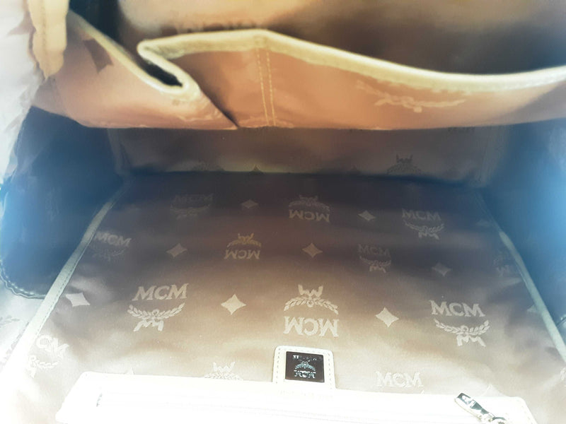 Mcm Stark Monogram Large Beige Backpack Aa0725orzsa