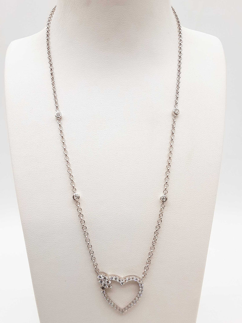 1.30 Ctw Lab Grown Diamonds 0.925 Silver 7.7g Heart Pendant Chain 19 In Do0325lprde