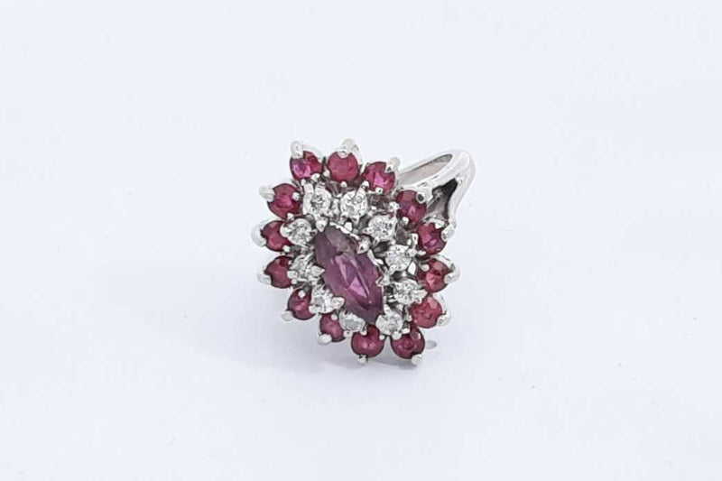 Purple Gemstone & Diamond Ring In 14k White Gold 6.6 Grams Size 7 Eb0824wrxsa