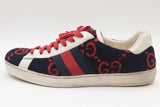 Gucci Ace Navy Blue Terry Cloth & Red Gg Sneakers Size 13f Eb1225oxzde