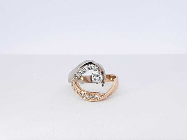 0.85 Cttw Diamond & 14k Two-tone Gold Wave Ring 5.9 Grams Size 7 Fw1025prxdu
