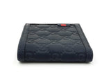Gucci Guccissima Web Bifold Wallet In Embossed Navy Blue Leather Fw1225crdu
