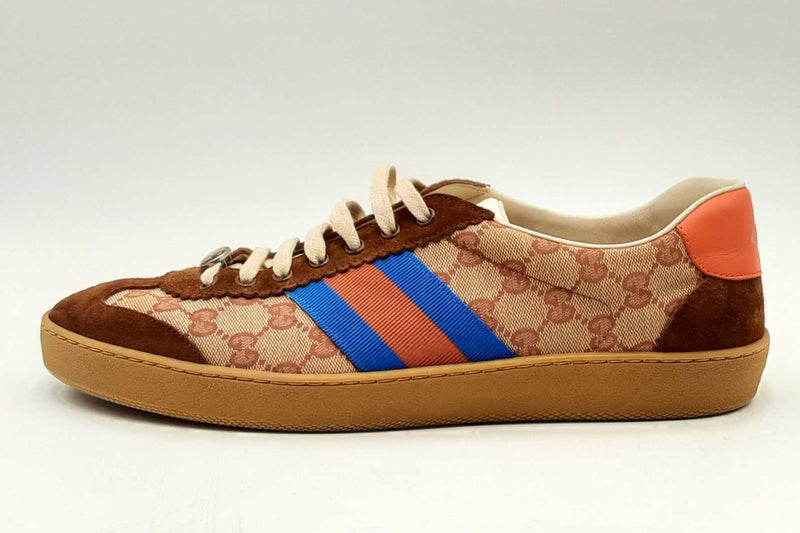 Gucci Gg Monogram Suede Web Sneakers Size 12 Eb0125oxzsa