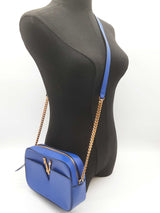 Versace Virtus Camera Blue Grainy Leather Chain Crossbody Bag Do0625wrxde
