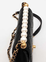 Chanel Quilted Black Leather Chic Pearls Flap Crossbody Bag Eb0926lcxzsa