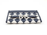 Michael Kors Reed Large Card Holder In Navy & White Woven Leather Fw0826wzdu