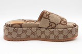 Gucci Macro Gg Monogram Canvas Platform Slides Size 38 Eb0726lxzsa
