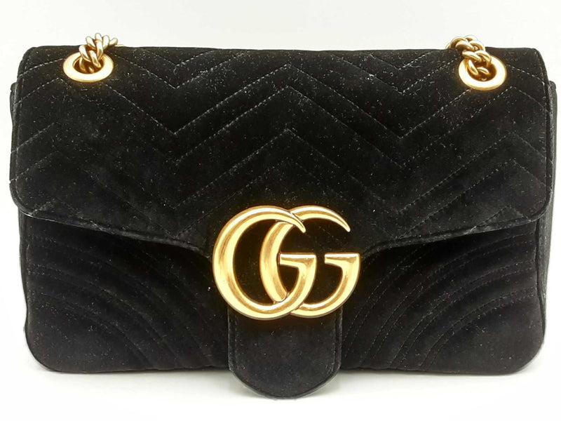 Gucci Gg Black Velvet Marmont Shoulder Bag Eb0424wxzsa