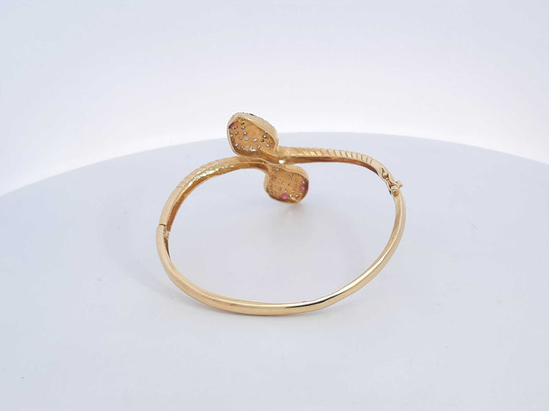 .96 Cttw Diamond 18k Yellow Gold Bangle Bracelet 12.30g 6.5 In Aa0525crzsa