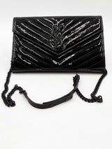 Yves Saint Laurent Patent Leather Cassandre Envelope Chain Wallet Eb1125rxzdu