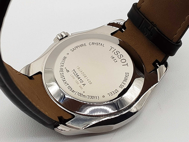 Tissot 40mm Couturier Black Dial Leather Band Steel Quartz Watch Do0725loxde
