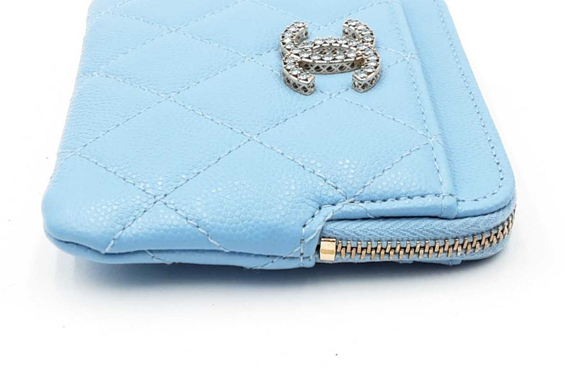 Chanel Quilted Blue Leather Coin Purse Wallet Eb0824exzdu