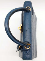Hermes Kelly 25 Bleu Roi Blue Ostrich Gold Hardware Shoulder Bag Do0723oerxzde