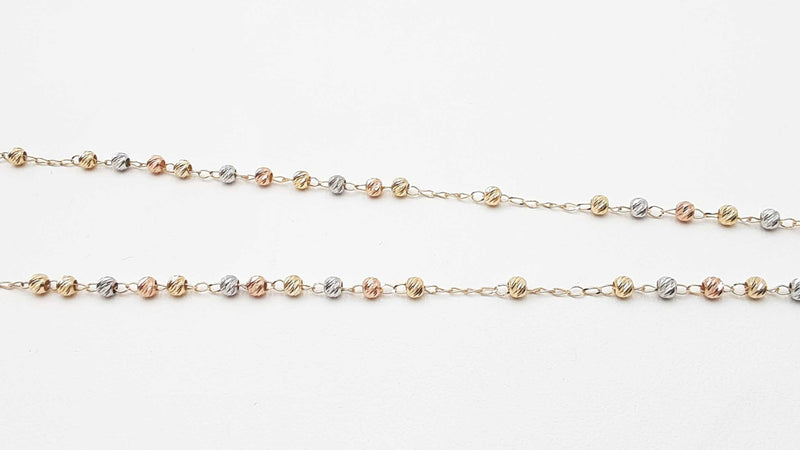 Tri-color 14k Gold Rosary Necklace 5.9 Grams 18 Inch Fw1025orzdu