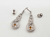Citrine 0.925 Sterling Silver 1.8g Knot Dangle Stud Earrings Do0725lrde
