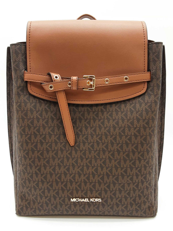 Michael Kors Emilia Brown Signature Coated Canvas Leather Backpack Do0325rxde
