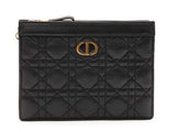 Christian Dior Caro Zipped Pouch In Black Cannage-quilted Calfskin Fw0526lzxzdu