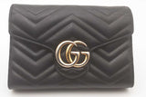 Gucci Black Chevron Quilted Matelasse Marmont Chain Wallet Eb0526orxsa