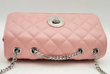 Versace Quilted Pink Leather Medusa Shoulder Bag Eb0824wxzsa