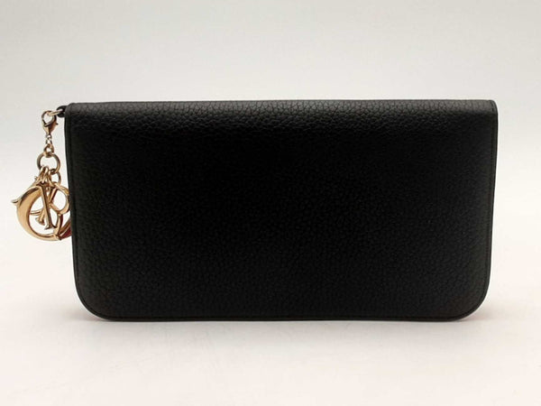 Christian Dior Diorissimo Leather Zip Around Wallet Black Aa0325orzsa
