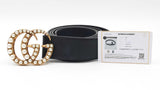 Gucci Marmont Double G Pearl 40mm Belt In Black Leather Size 42 Fw0926lordu