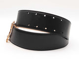 Versace 50mm Black Leather Belt & Gold-tone Virtus Buckle Fw0525crdu