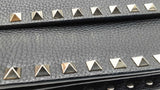 Valentino Garavani Rockstud Flap Wallet With Chain In Black Leather Fw0925pzxdu