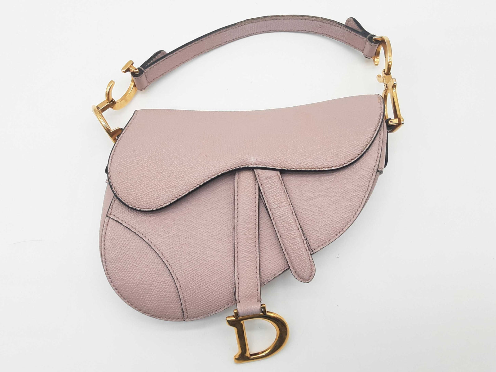 Christian Dior Saddle Blush Pink Grained Leather Handbag