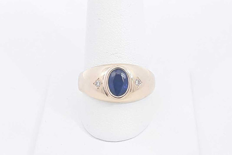 Sapphire & Diamond Ring In 14k Yellow Gold 7.5 Grams Size 9 Eb0425oirsa